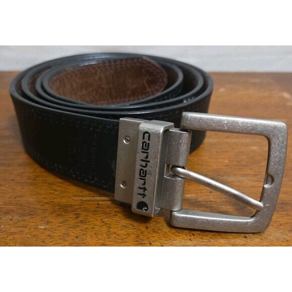 Carhartt Men's Bridle Leather Size 42 Reversible‎ Brown/ Black Metal Keeper Belt - Picture 1 of 4